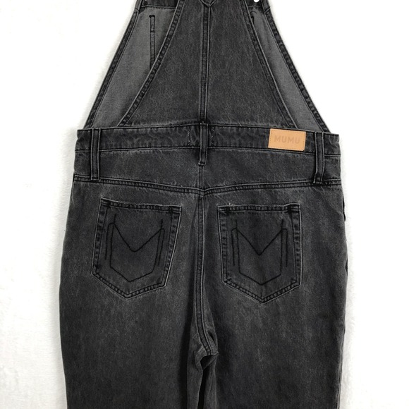 Show Me Your MUMU Portland Distressed Overalls Women's Sz L Washed Black Casual - Picture 4 of 11